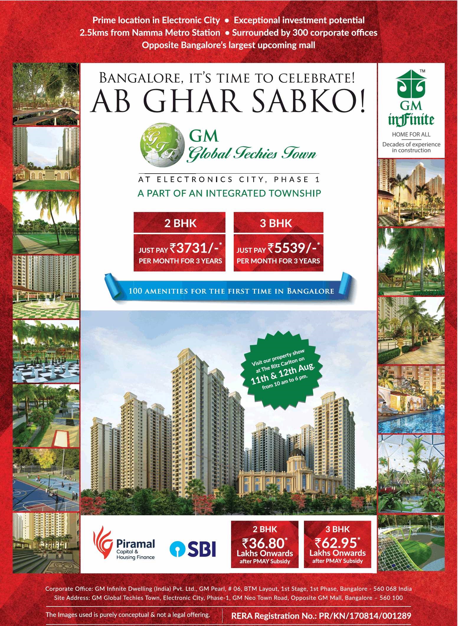 Launching 100 amenities for the first time at GM Global Techies Town in Bangalore